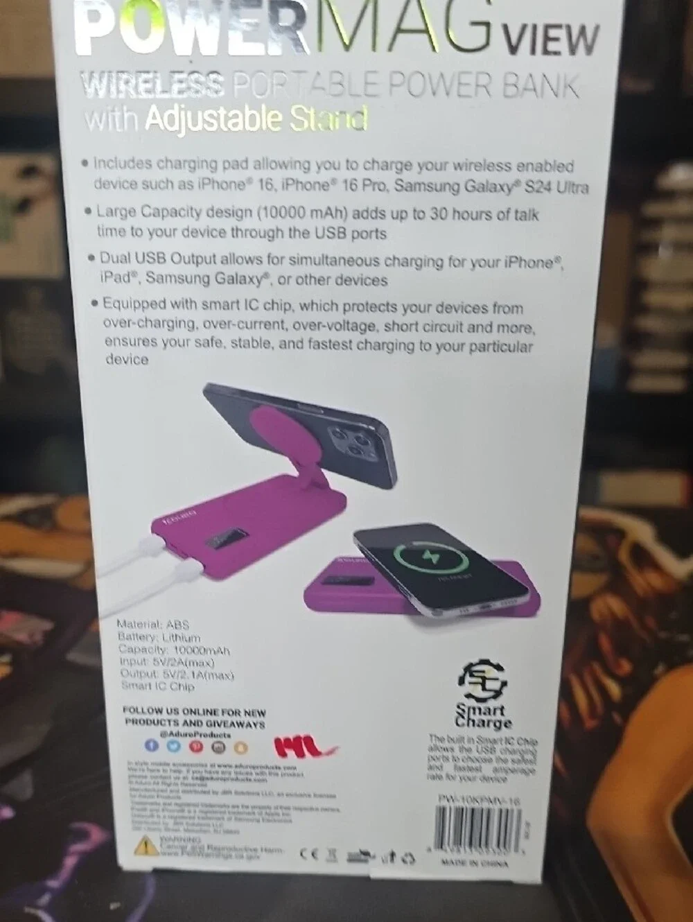 PowerMag View Wireless Portable Power Bank - Purple
